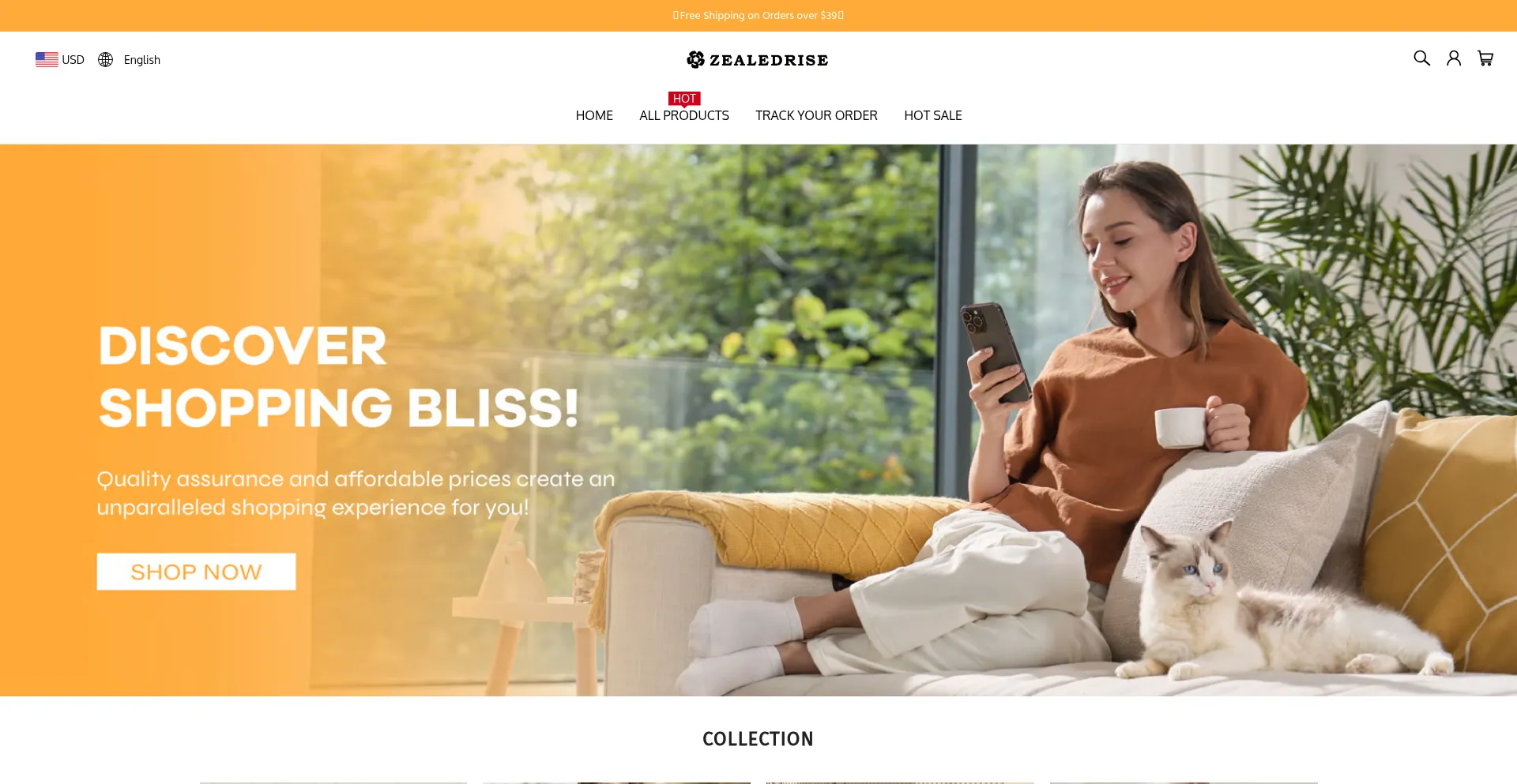 Screenshot of zealedrise.com homepage