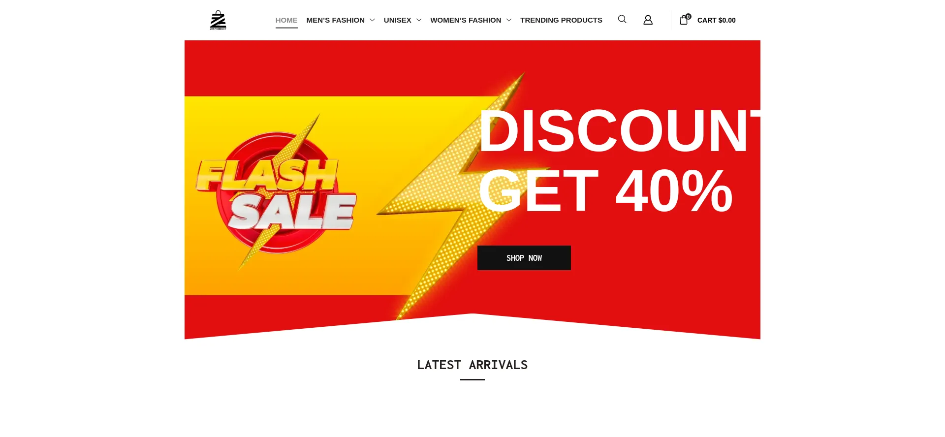 Screenshot of zmproduct.com homepage