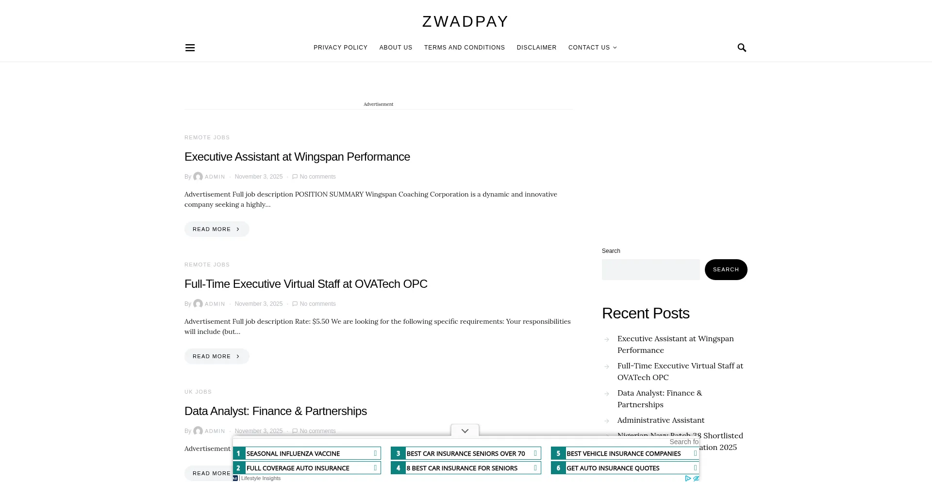 Screenshot of zwadpay.ng homepage